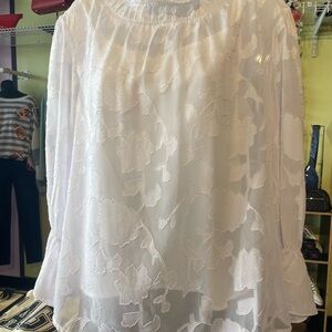 Sugarlips White Floral Sheer Blouse